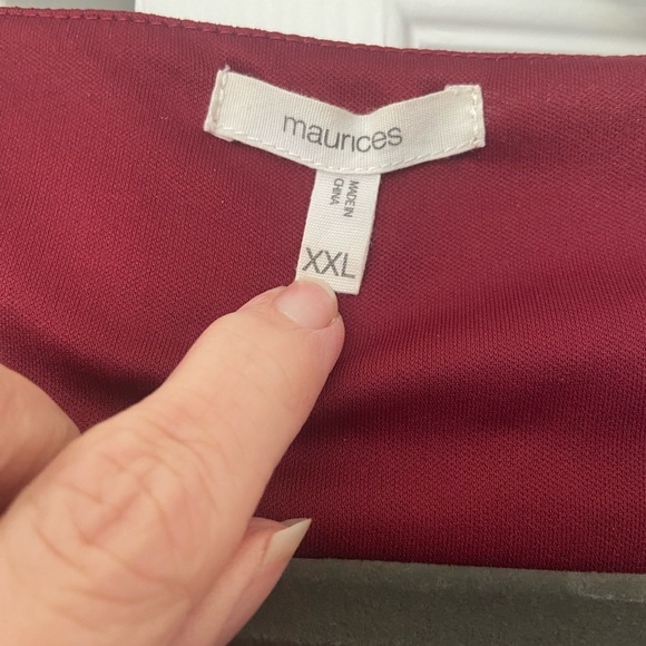 Maurices Wine Lace Peplum V-Neck Blouse - Picture 3 of 3